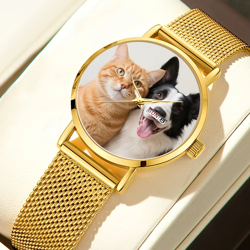 DIY Customisable Dial: Large Dial, Elegant and Stylish round Ladies’ Watch – Perfect for Special Occasions