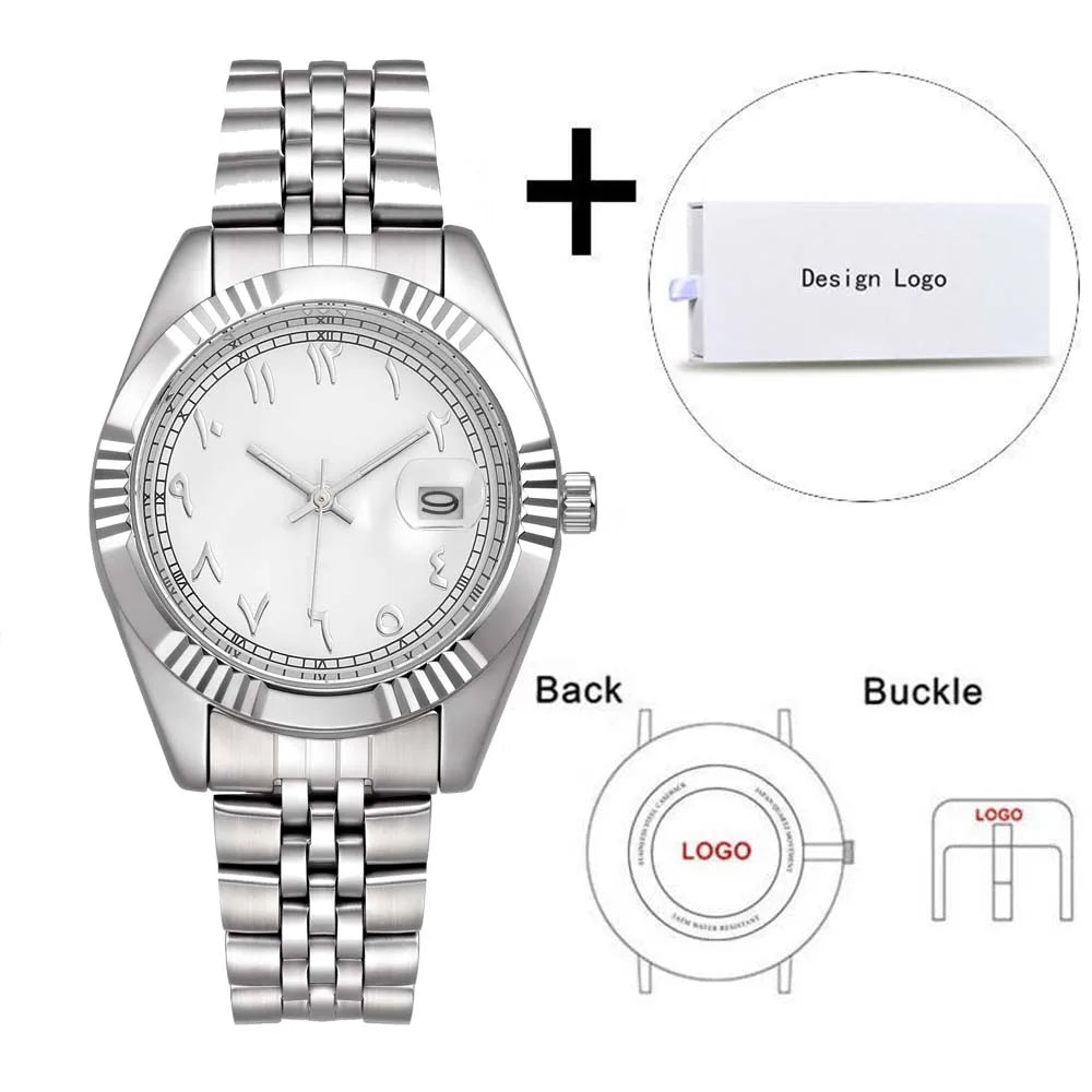 Classic Wristwatch Dial Customize Logo Photo Men Women Stainless Steel Strap Quality Watch