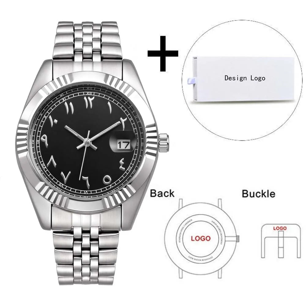 Classic Wristwatch Dial Customize Logo Photo Men Women Stainless Steel Strap Quality Watch