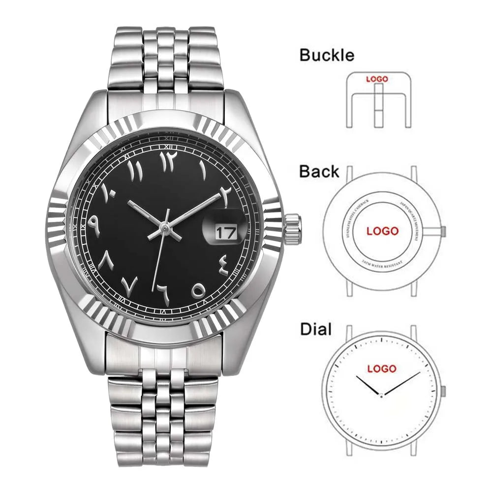 Classic Wristwatch Dial Customize Logo Photo Men Women Stainless Steel Strap Quality Watch