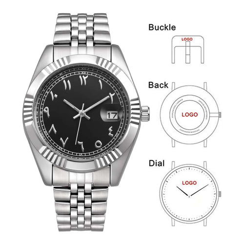 Classic Wristwatch Dial Customize Logo Photo Men Women Stainless Steel Strap Quality Watch